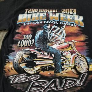 Daytona Beach Bike Week Black T-Shirt - 2013 Men's Skeleton Too Loud Too Bad Med